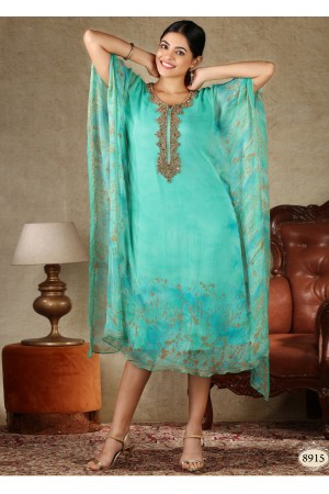 Green Georgette Chifoon Kaftan Kurti 